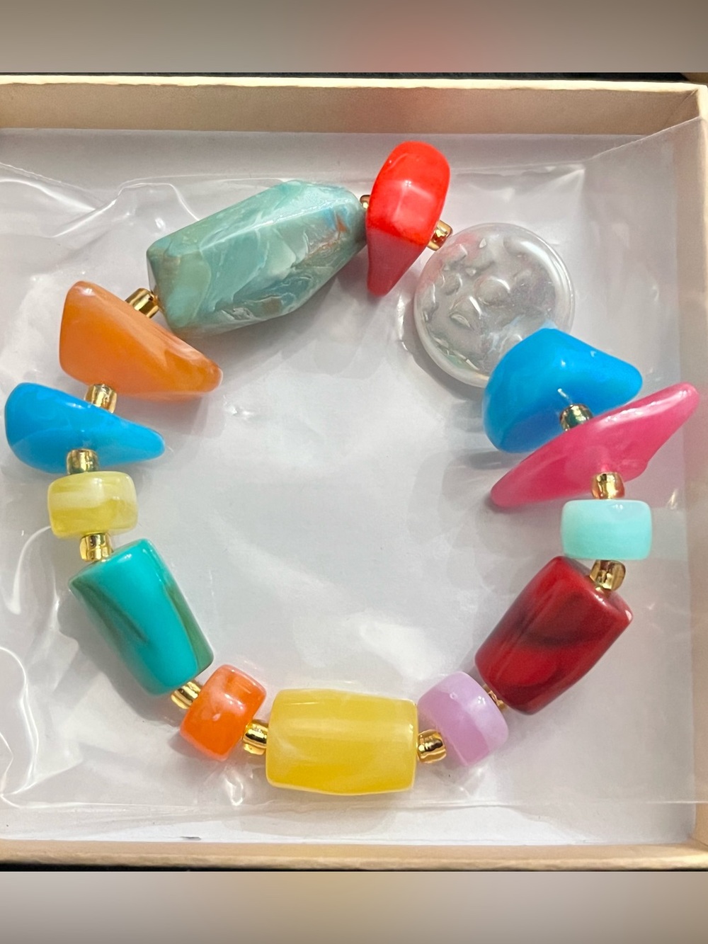 Colorful Chunky Acrylic Irregular Stone Chip Statement Bracelet